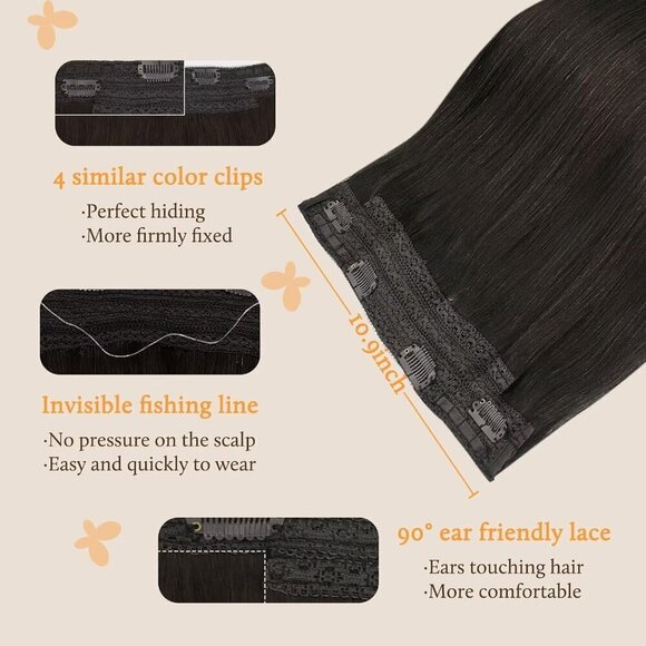 Hair Extensions 16 Inch 95g Remy Human Hair Extensions Invisible Transparent Lin - Picture 3 of 9